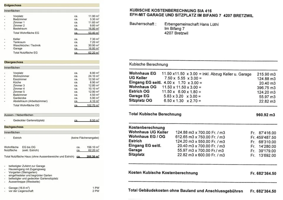 6.5 Zimmer Einfamilienhaus, 4207 Bretzwil