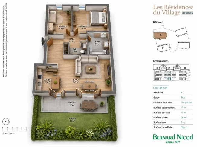 3.5 Zimmer Wohnung, 1026 Echandens-Denges