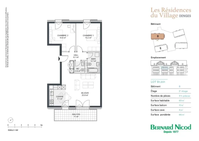 3.5 Zimmer Wohnung, 1026 Echandens-Denges