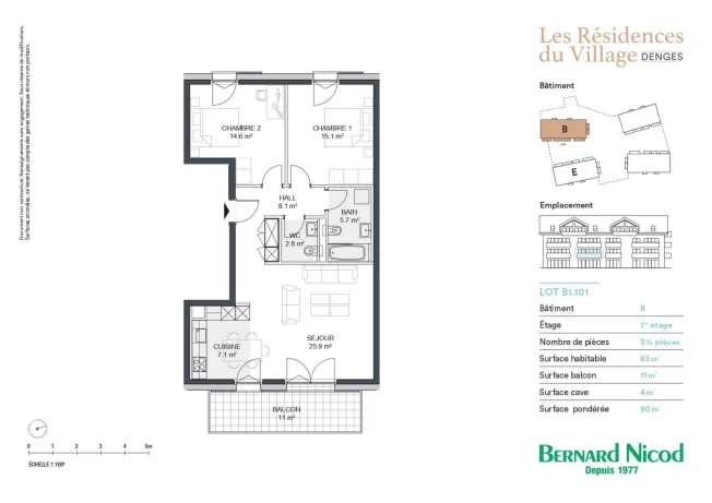 3.5 Zimmer Wohnung, 1026 Echandens-Denges
