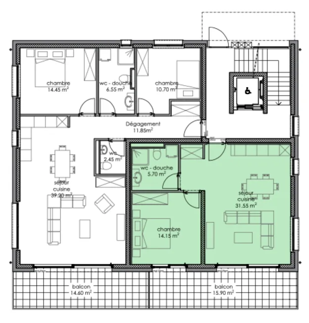 2.5 Zimmer Wohnung in Salins – Foto 10 von 10