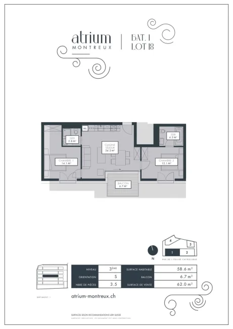3.5 Zimmer Wohnung in Montreux – Foto 7 von 7