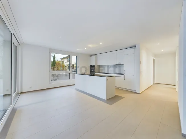 Modern kitchen island, seating area with garden & Minergie standard! – photo 2 of 18