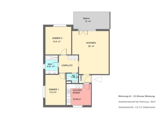 3.5 Zimmer Wohnung in Waltenschwil – photo 10 sur 11