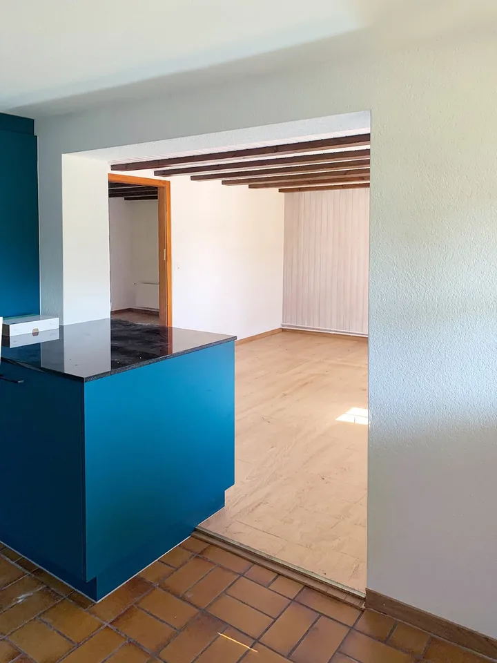 Frisch renovierte 3.5-Zimmer-Maisonette-Wohnung in pittoreskem Altbau mitten in der Natur
