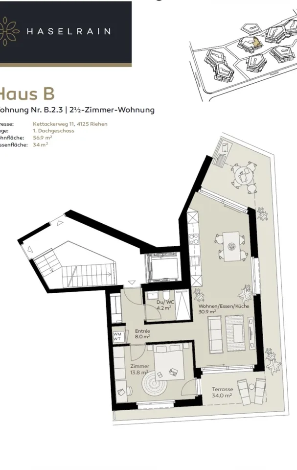 Helle 2.5-Zimmer-Wohnung mit grossem Rundumbalkon und hohem Ausbaustandard