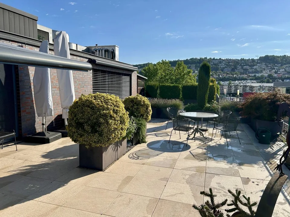 Ungewöhnliche, wunderschöne, grosse Dachwohnung mit riesiger Terrasse