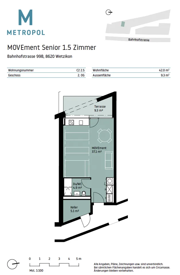 Moderne 1.5 Zimmer Neubauwohnung mit extrem viel Stauraum, Terrasse und Blick ins Grüne