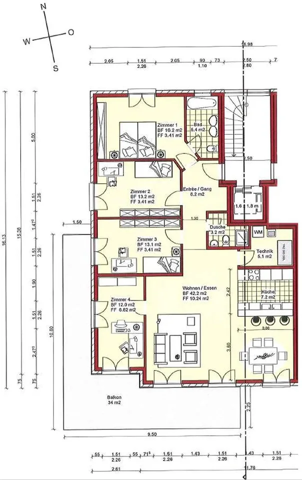 Grosszügige 5.5-Zimmer-Wohnung – 125 m², 4 Schlafzimmer, 2 Bäder & 34 m² Balkon