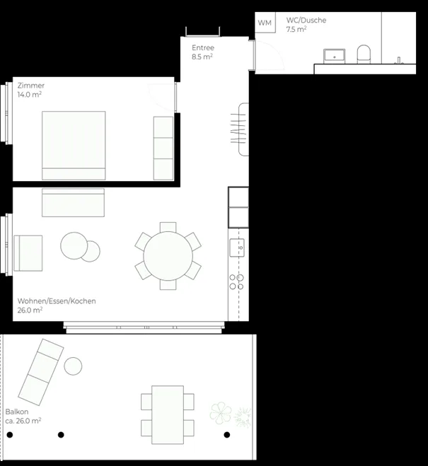 Terrasse 26m2 gedeckt