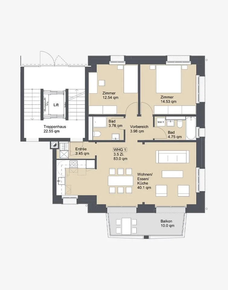 Erstvermietung, exklusive 3.5 Z-Wohnung in gehobenem Ausbaustandard