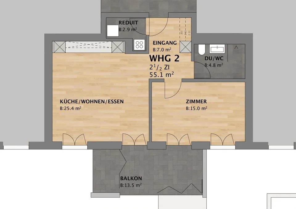 Helle 2.5-Zimmer-Attikawohnung mit verglastem Balkon und Bergsicht in Dietlikon
