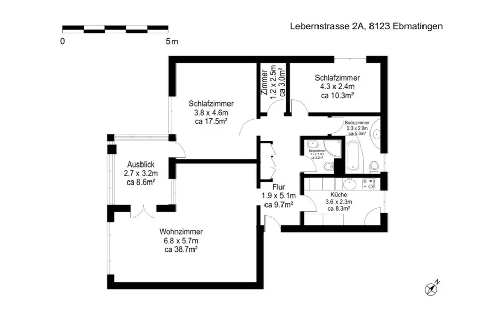 Charmantes 3.5-Zimmer-Bijou mit Loggia und Sauna in Ebmatingen
