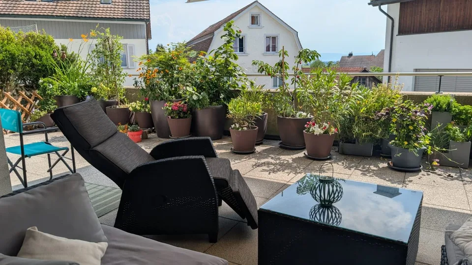 Helle 4.5-Zimmer-Wohnung mit Terrasse und Kamin in Russikon