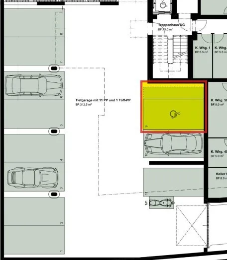 Zentraler Tiefgaragenparkplatz (Behindertenparkplatz)