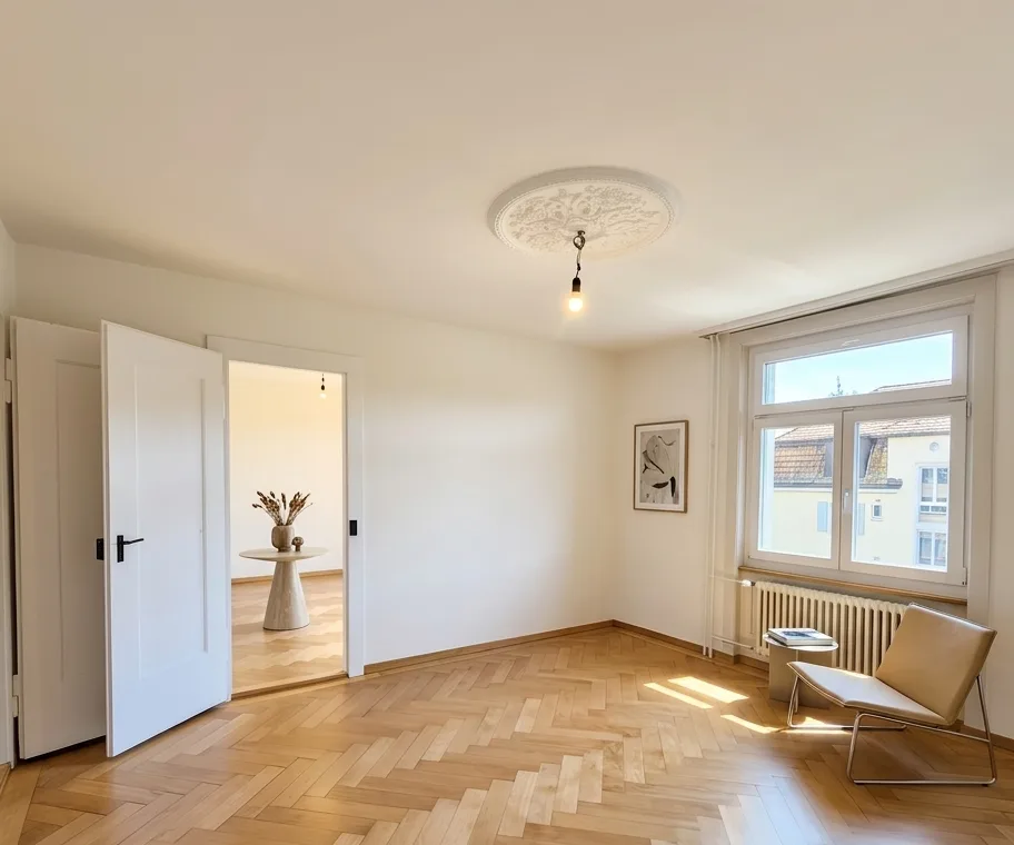 Exklusive 3.5-Zimmer-Terrassenwohnung im 1. OG mit uneinsehbarer 50 m² Terrasse – absolute Rarität in Zürich-Wipkingen