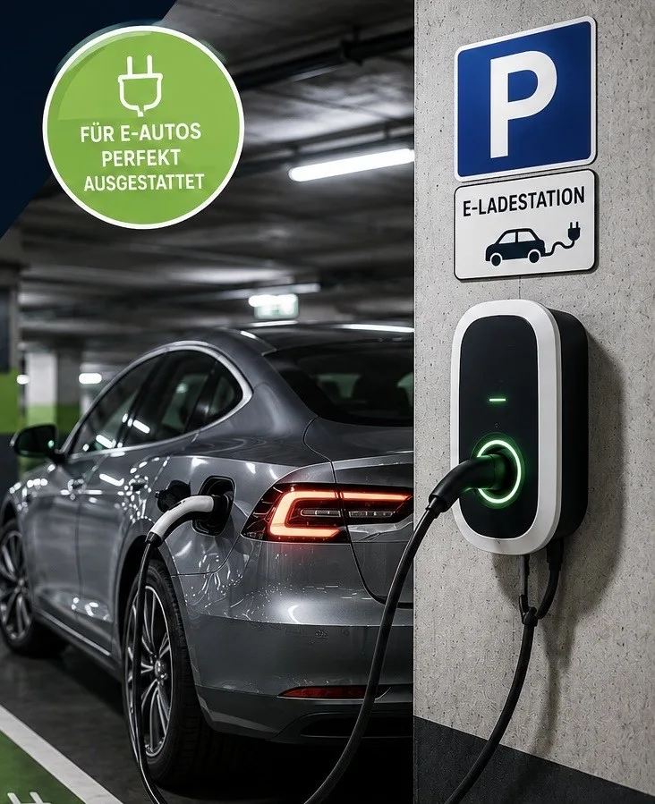 Tiefgaragenplatz mit E-Ladetation zu vermieten