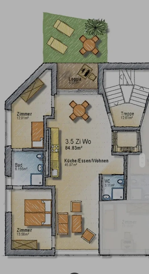 Vollständig möblierte 3.5-Zimmer-Wohnung zur befristeten Vermietung in bester Lage im Kreis 7, Zürich