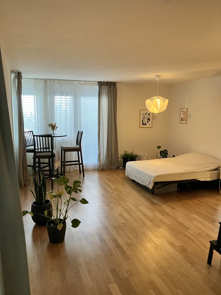 Furnished Studio in Zürich Kreis 2 – Ground Floor, Steps from Hügelstrasse Station | July 22–Oct 15