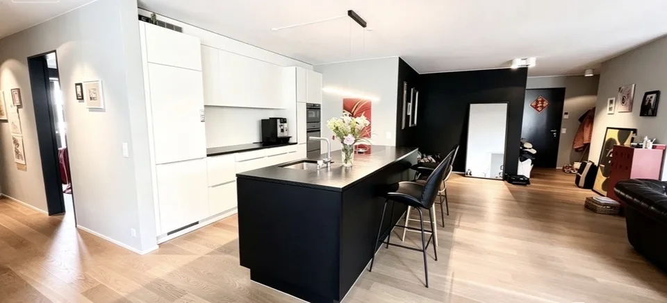 Zürich 8005 | Oberhalb des Finance Museums | Neubau im Minergie-Standard | 2-Zimmer-2-Bad-Exklusivwohnung | ca. 180 m² | . Doppelterrasse | Möblierung flexibel wählbar | Garage