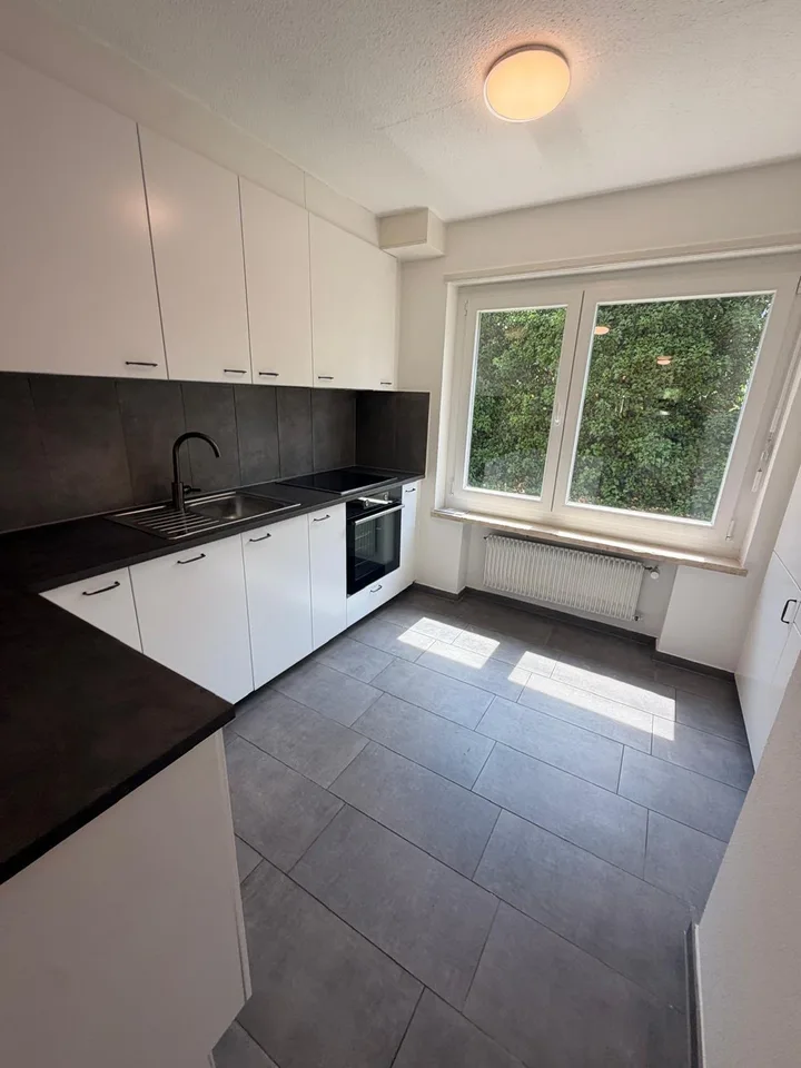 Helle 4.5-Zimmer-Wohnung im Erdgeschoss mit grossem Balkon und Blick ins Grüne
