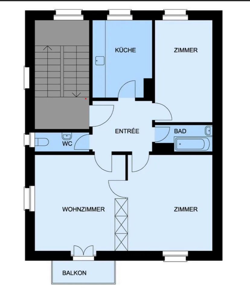 Bright top floor apartment in Altbau
