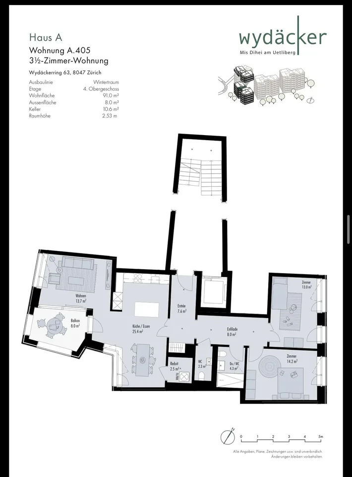 Modern 3.5-Room Apartment with Balcony – Triemli, Zurich (Wydäcker Residence)