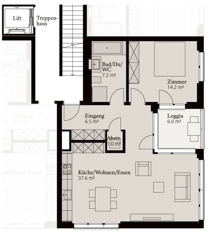 Moderne 2.5 Wohnung mit Panorama Bergblick in Buchs