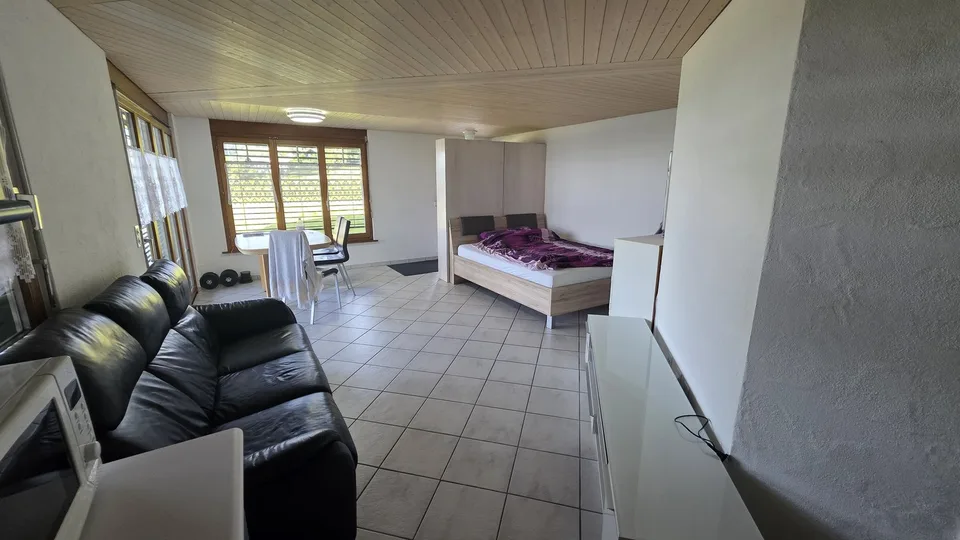 Gemütliche und lichtdurchflutete 1-Zimmer-Wohnung mit idyllischem Gartensitzplatz und Weitsicht in Rieden SG