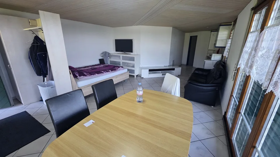 Gemütliche und lichtdurchflutete 1-Zimmer-Wohnung mit idyllischem Gartensitzplatz und Weitsicht in Rieden SG