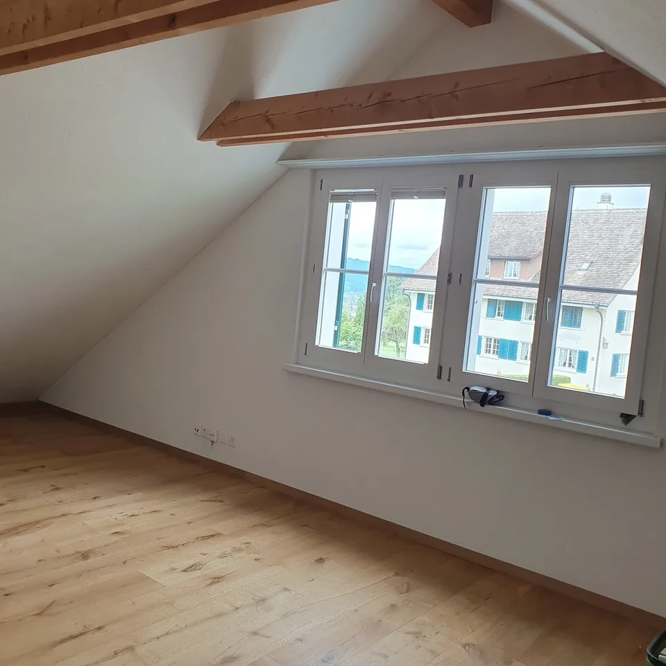 WG mit 1 Zimmer und eigenem Bad, das Zimmer ist schwach möbliert: 3er Sofa (gut zum schlafen) 4 Personen Tisch und 2 Stühle. 1 Regal klein im Zimmer,  eines ausserhalb.