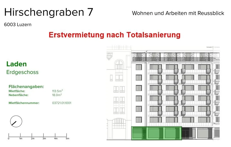 Ihr neuer Laden-/Praxis-Standort mit Sicht auf Reuss und Altstadt
