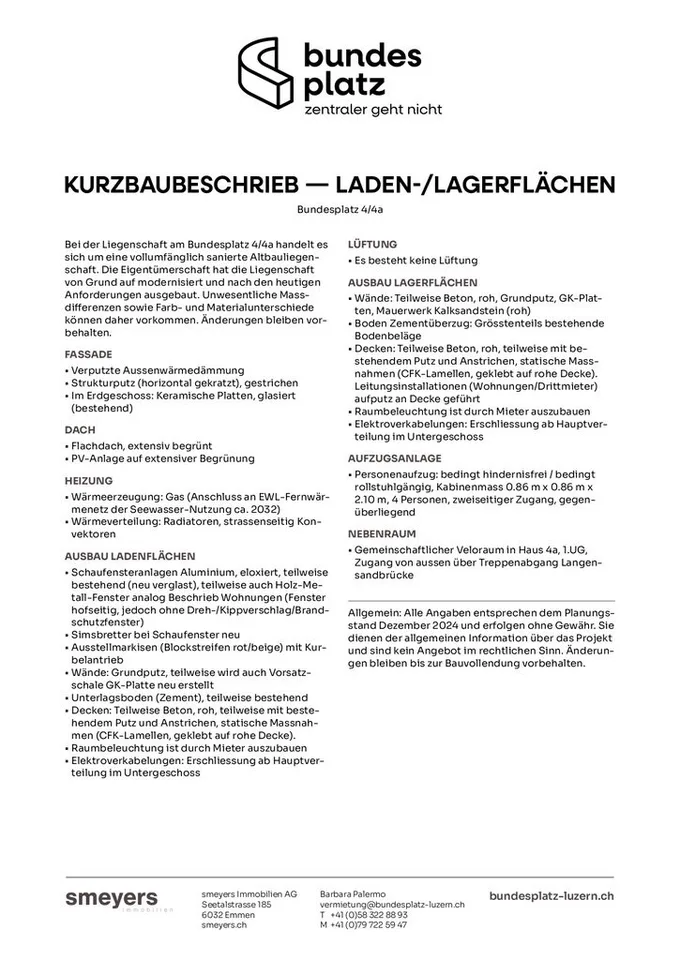 Attraktive Ladenfläche mit Schaufenster am Bundesplatz Luzern