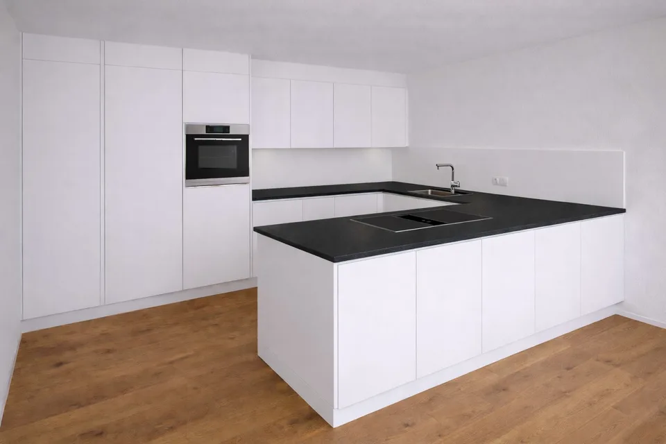 Nuovo edificio prima occupazione: casa a schiera con giardino, 3 balconi & vista, garage doppio