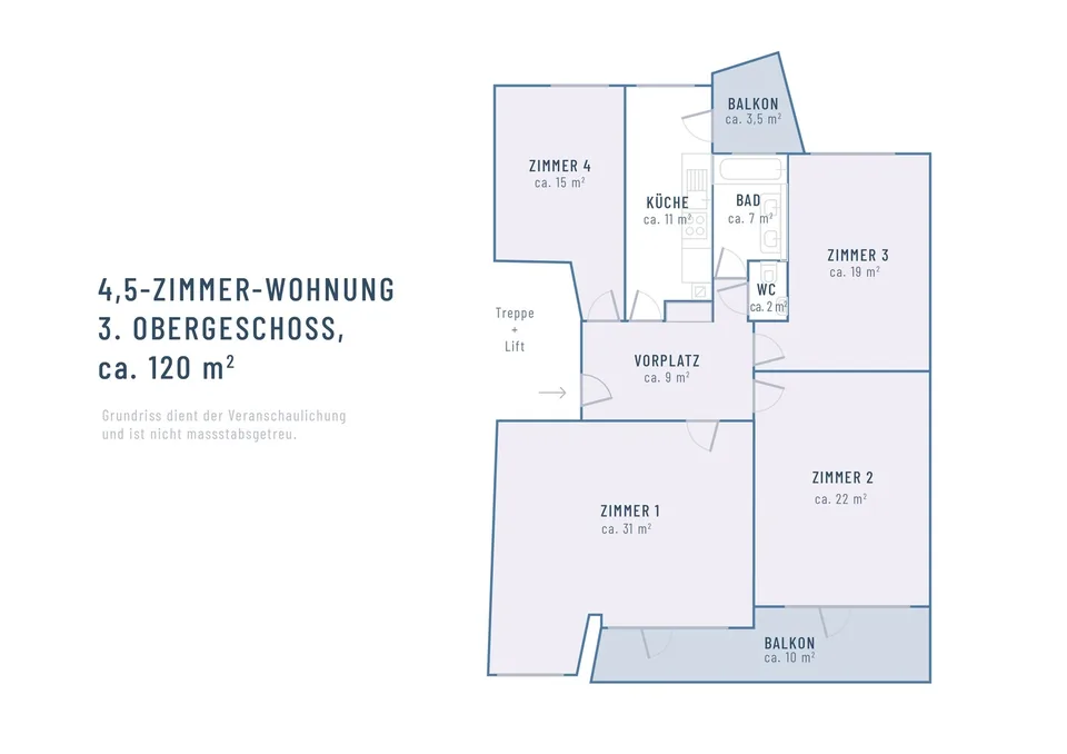 Zwischen Baumkronen und Rhein – 4.5 Zimmer auf ca. 120 m²