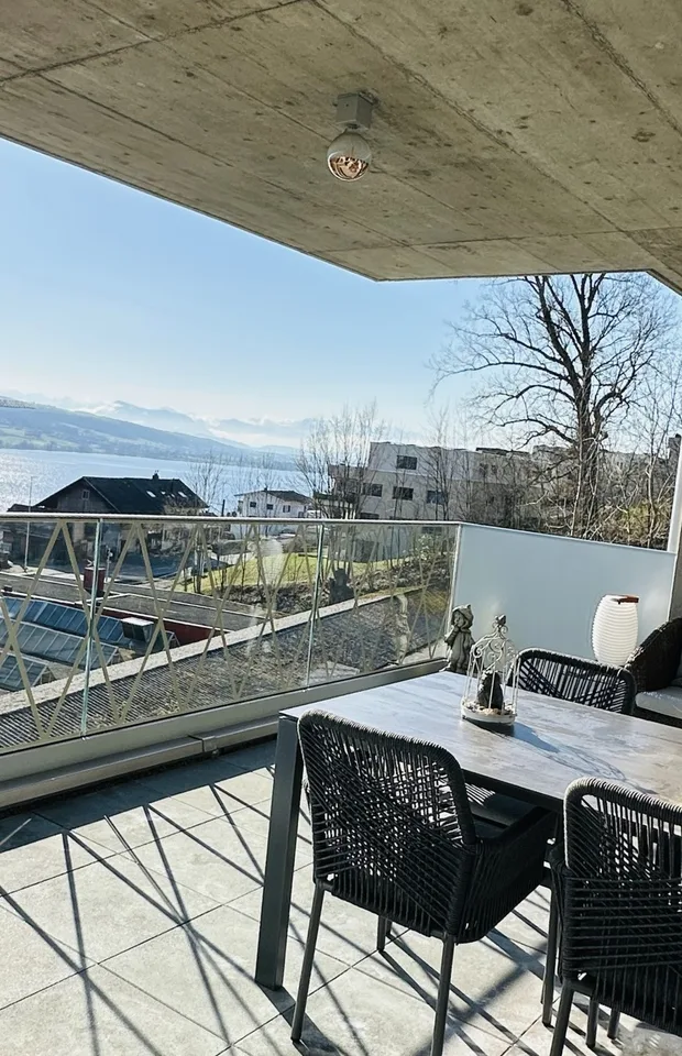 Moderne 2.5-Zimmer-Wohnung mit Panoramablick auf See und Berge