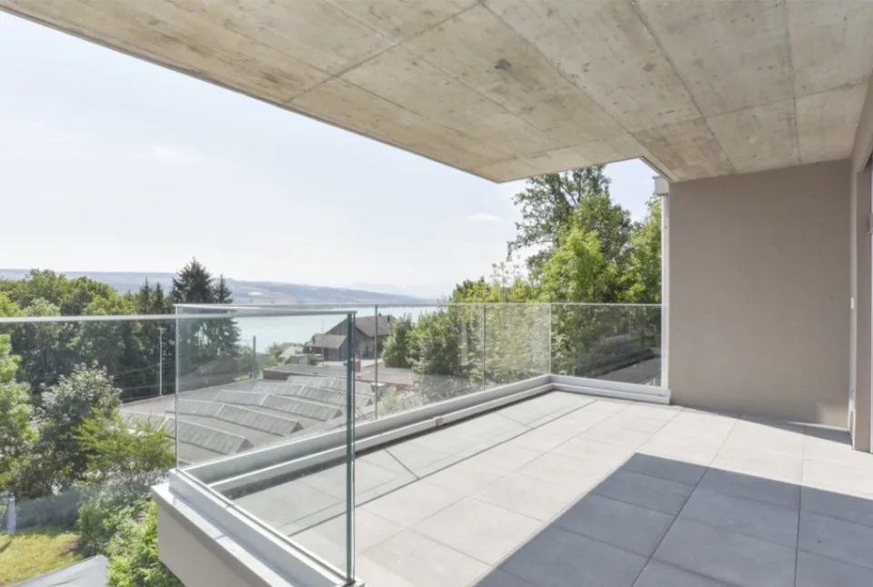 Moderne 2.5-Zimmer-Wohnung mit Panoramablick auf See und Berge