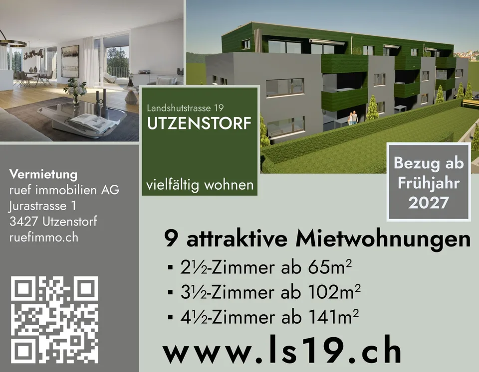 Landshutstrasse 19, 3427 Utzenstorf - CHF 2’325 inkl. NK pro Monat