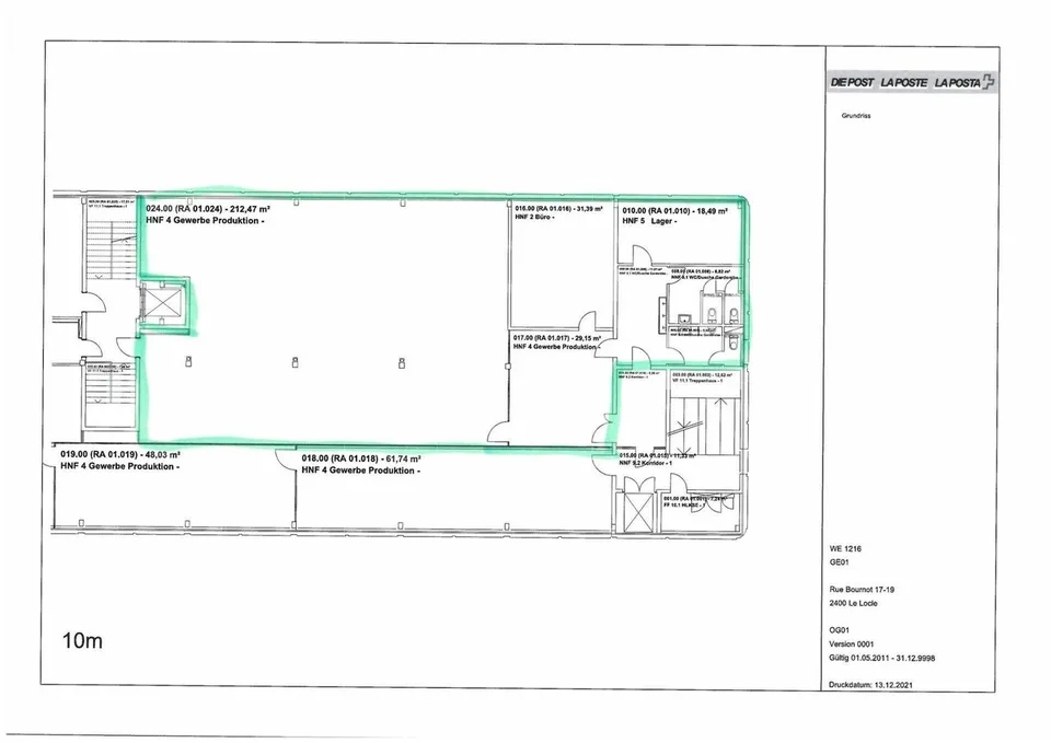 Surface administrative d'env. 290m2 à louer au 1er étage au Locle