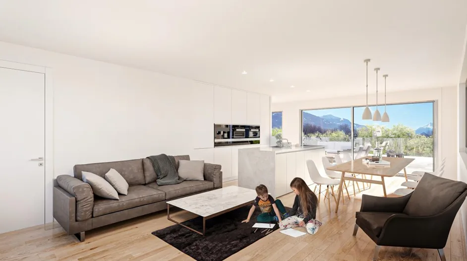 2.5 pièces neuf – 60 m² avec terrasse couverte et parking – Uvrier / Sion