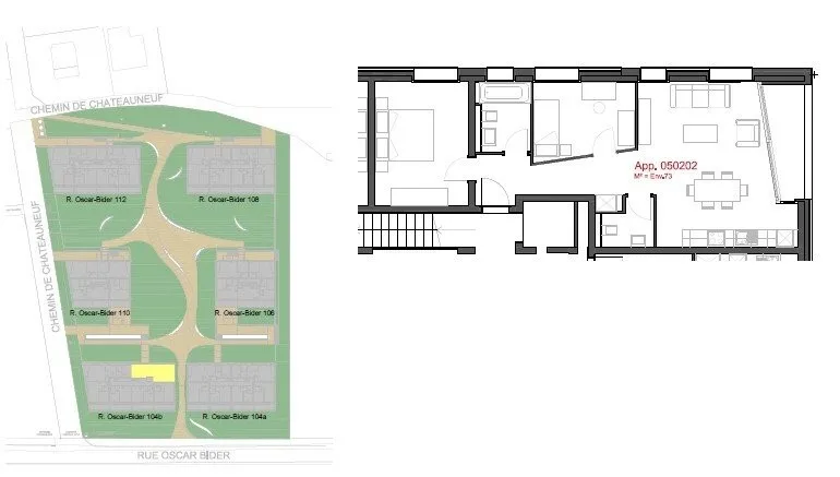 À louer - appartement de 3.5 pièces au 2ème étage