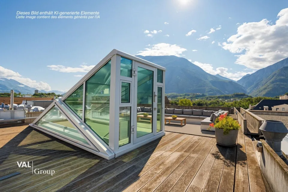 Attique en duplex avec terrasse sur le toit, au coeur de la ville
