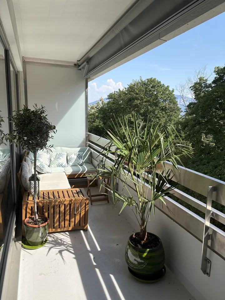 Appartement meublé 4 pièces à Genève — 102 m², 2 chambres, 2 salles de bain, balcon, parking inclus