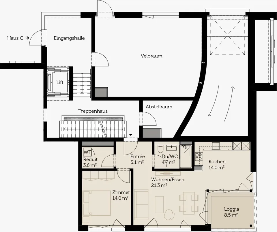 (Sublet) Bright and Modern 2.5 Room Apartment with Cozy living space - 1 month