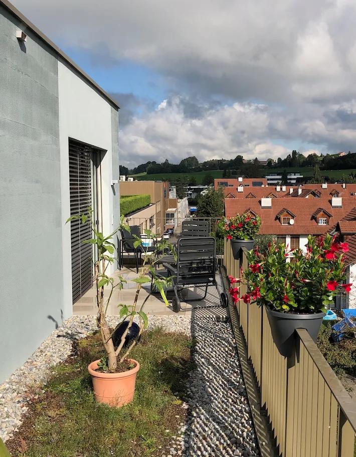 Moderne Attikawohnung mit 60m2 Terrasse und schöner Bergsicht