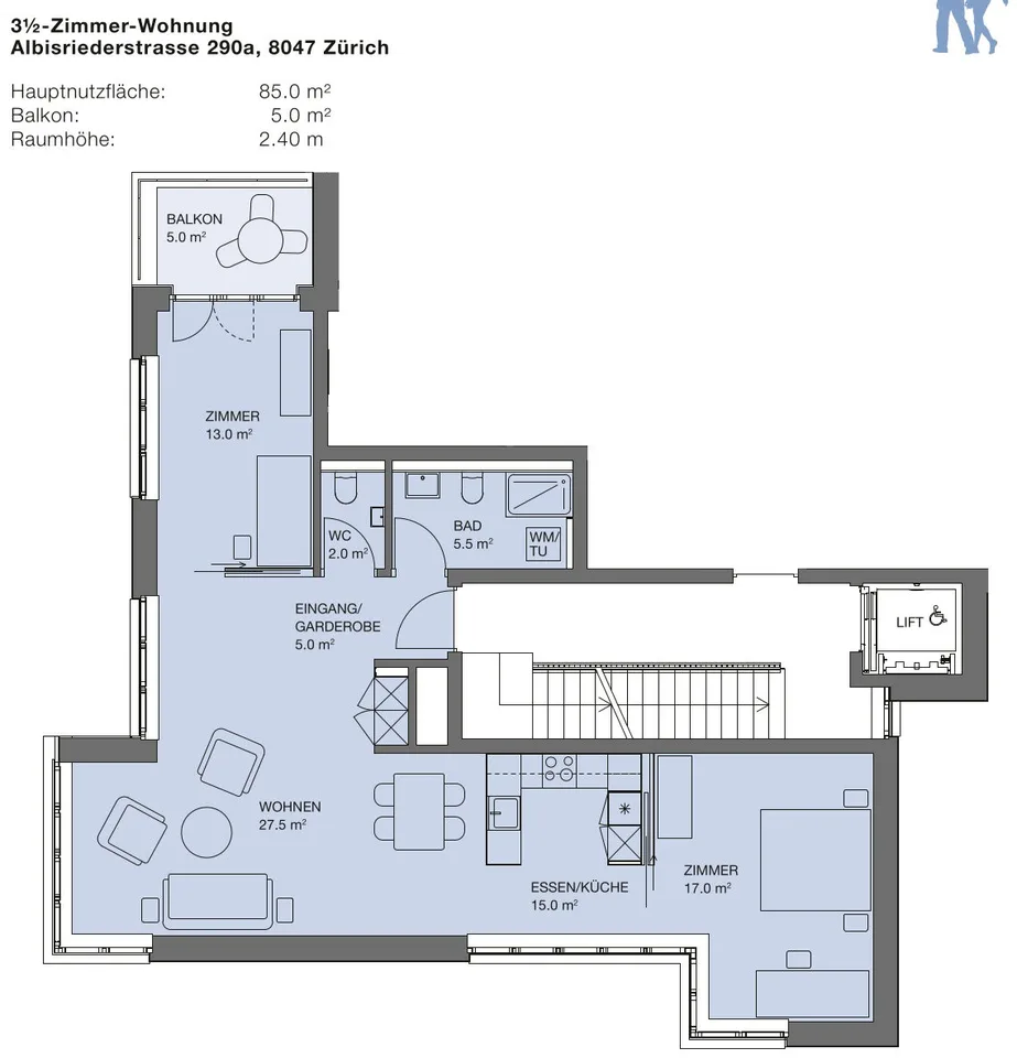 Apartment 3 ½ rooms in Zurich