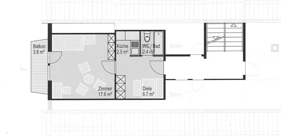 Helle, gepflegte 1 1/2 - Zimmer-Dachwohnung