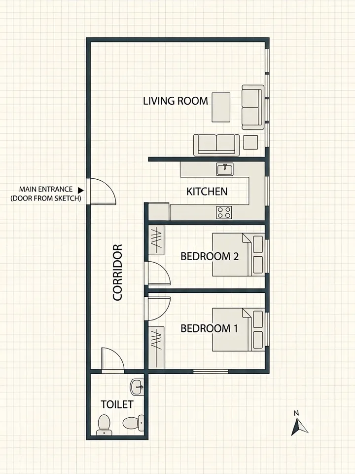 For Rent – Bright 3 Room Apartment in the Heart of Vevey, Steps from Lake Geneva