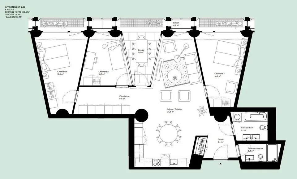 Appartement à champel dans immeuble design