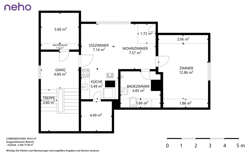 2 Zimmer möblierte Dachwochnung